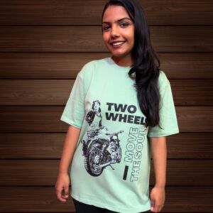 oversized women t-shirt sage green printed