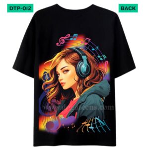 girl with headphone printed Graphic Design for T-Shirt www.dogateens.com