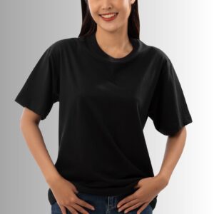 oversized fit women t shirt, black, pure cotton