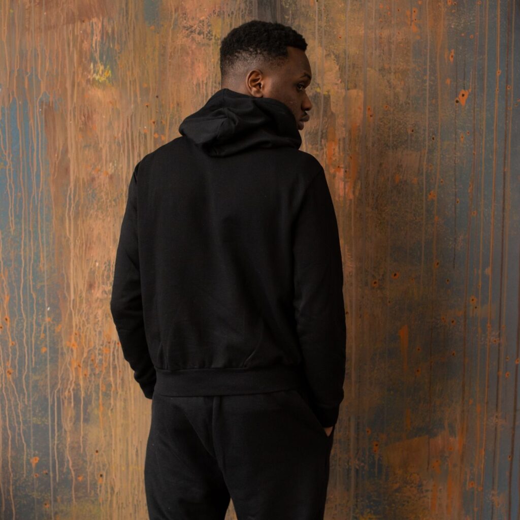 men wearing DOGAteens black oversized hoodie Cotton 450 GSM back wwwdogateenscom