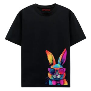 rabbit printed t shirt black oversized fit dogateenscom