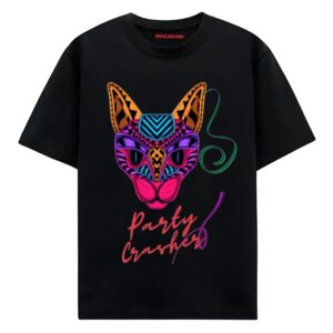 cat printed t shirt black oversized fit dogateenscom