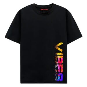 Vibes printed t-shirt black oversized fit dogateens.com