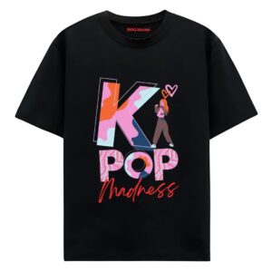 colorful graphic with text printed t-shirt black oversized fit dogateens.com