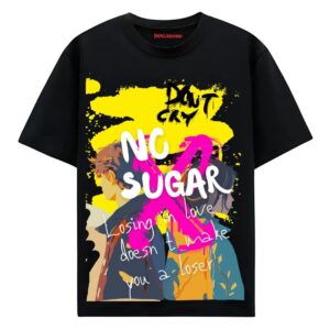 colorful graphic with text printed t-shirt black oversized fit dogateens.com