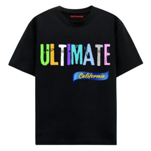 colorful graphic with text printed t-shirt black oversized fit dogateens.com